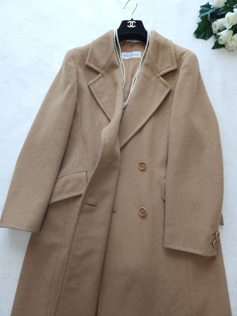 MaxMara 最高級ロングチェスターコート　47万 キャメル100%*若干訳有