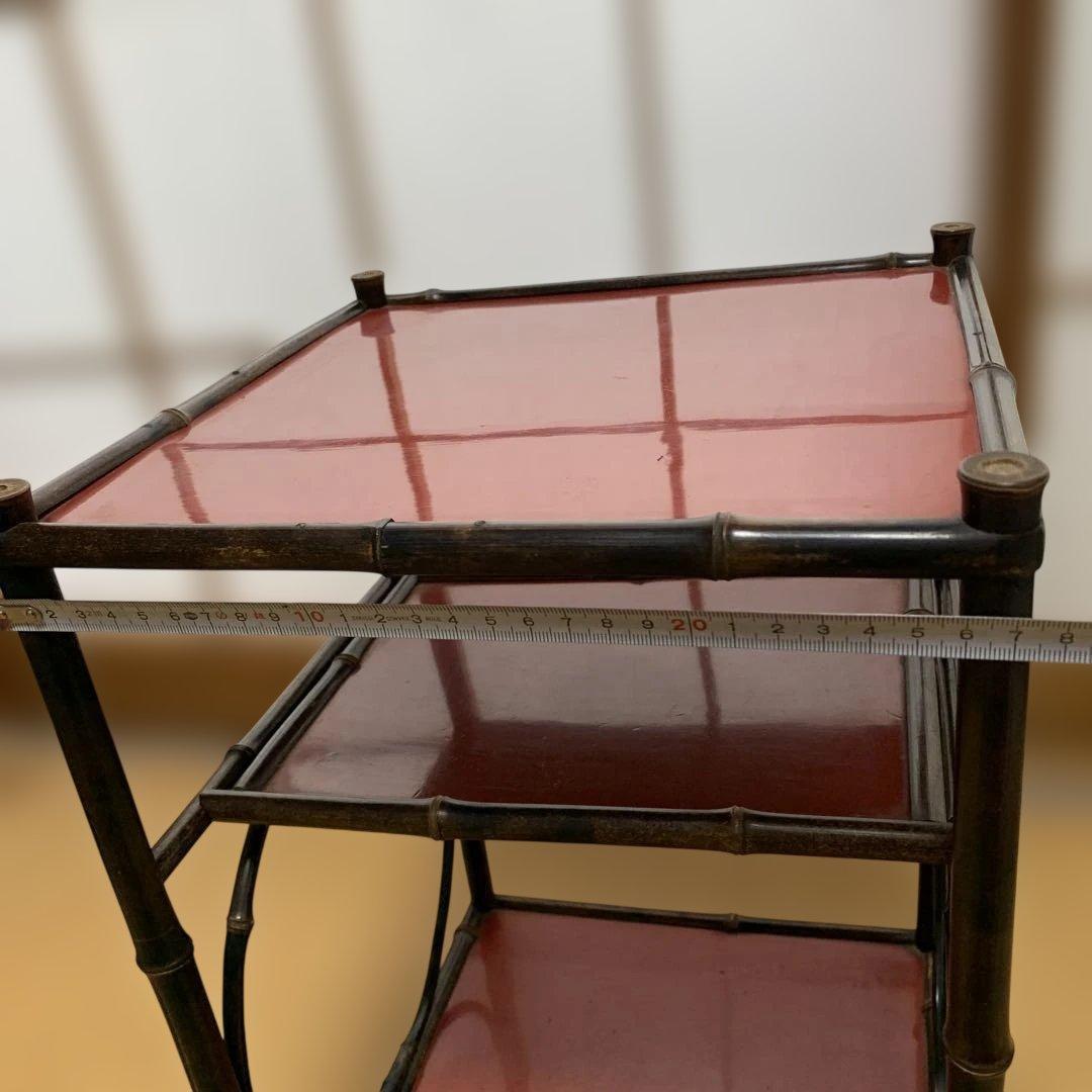 黒竹朱塗りの茶棚　茶道具　茶道