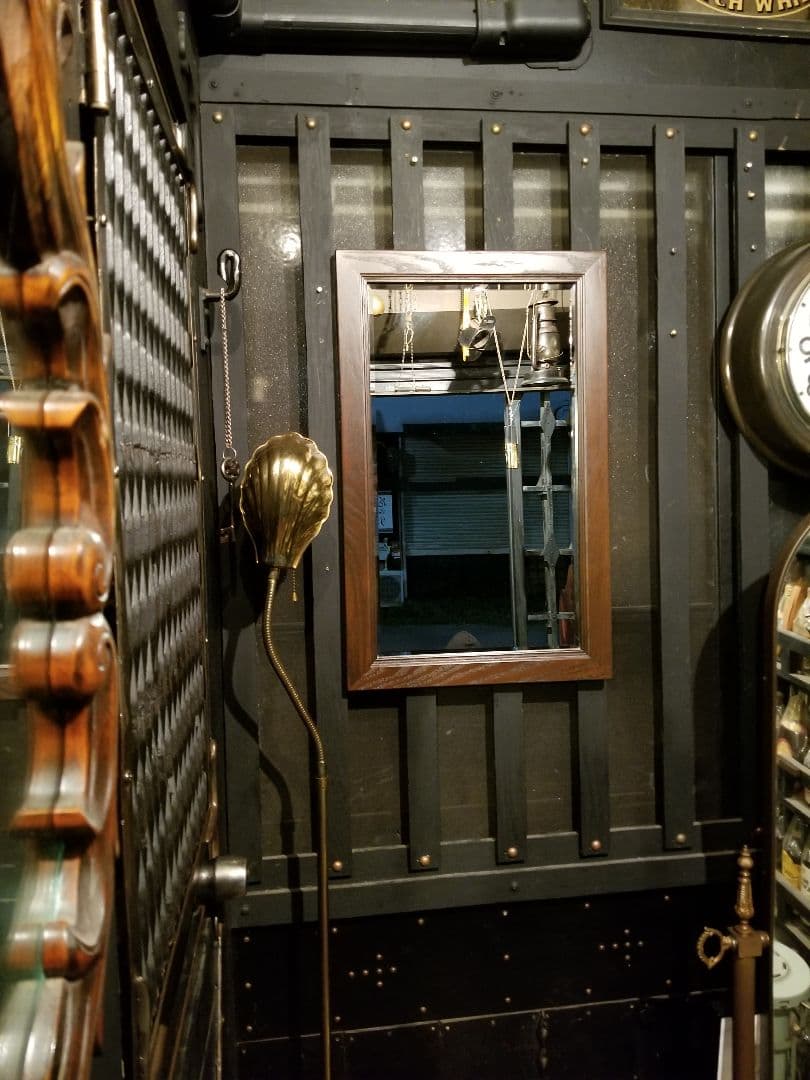 ブリティッシュ　ヴィンテージ　オーク　無垢材　フレーム　ウォール　ミラー