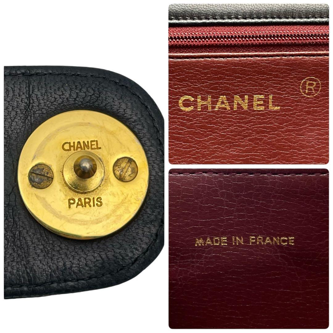 シャネル マトラッセ ラムスキン ココマーク チェーン ショルダー バッグ 黒