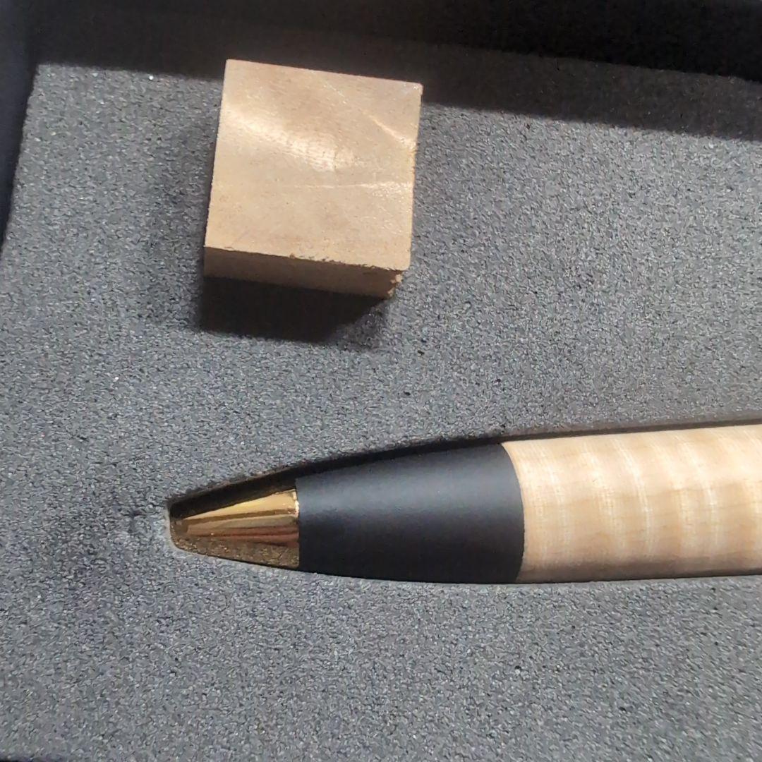 野原工芸　栃縮杢のボールペン・スタンダード-ゴールド（SANZOクリップ）