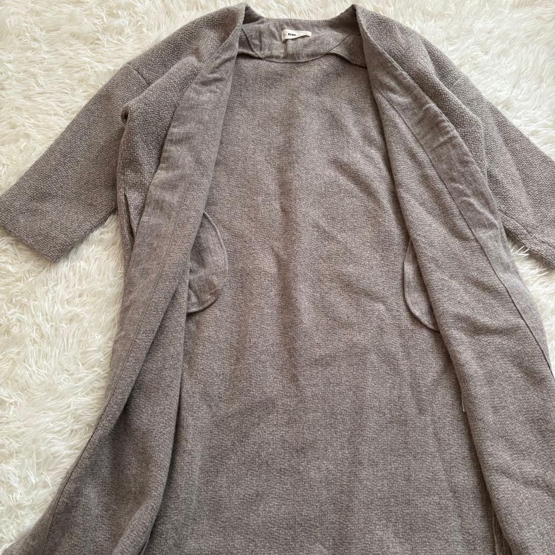 め*り様 極美品◎evam eva ウールツイードローブコート モカ