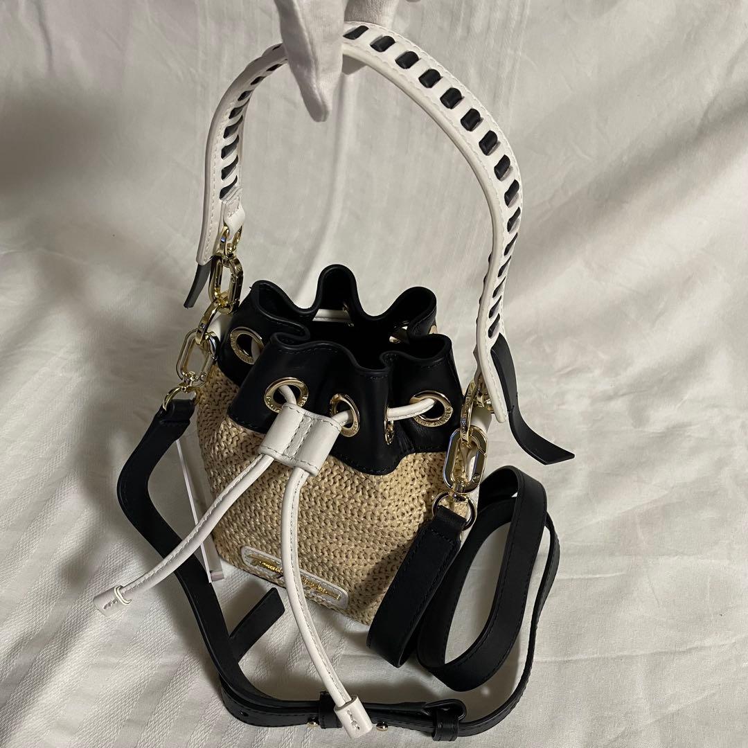 【新品】トミーヒルフィガー　ベージュ　ラフィア　2WAYバッグ　巾着