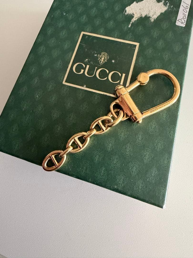 希少 OLD GUCCI シェーヌダンクル キーチェーン ゴールド