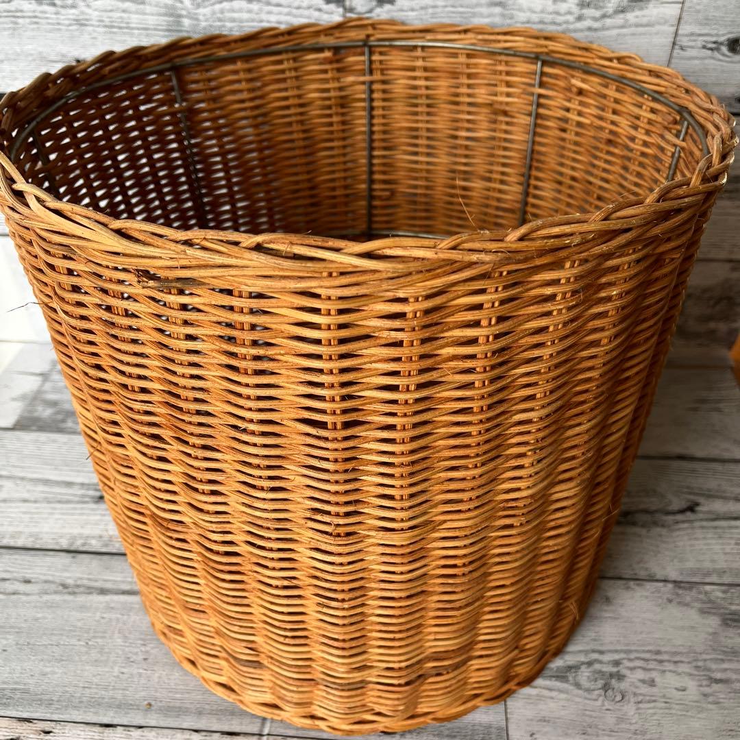 ラタン バスケット 収納 かご 籐 リビング ずんどう オシャレ 存在感