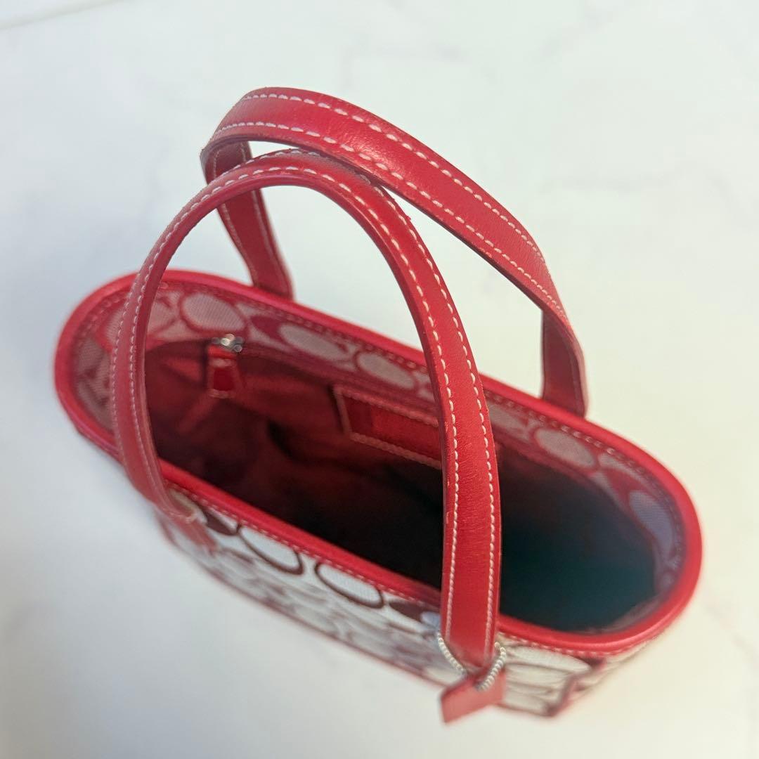 COACH signature mini tote handbag red 美品