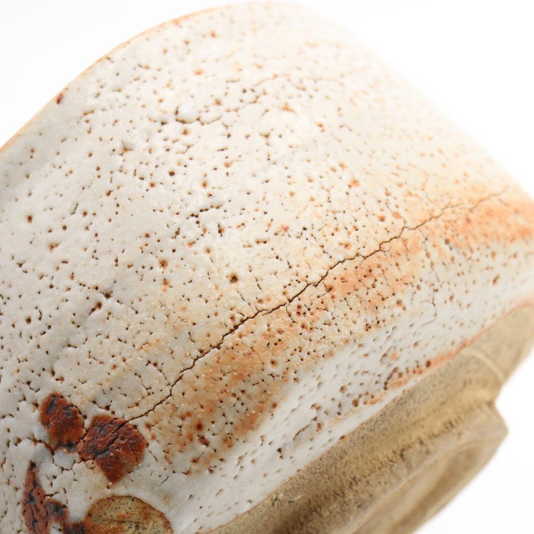 人間国宝 荒川豊蔵作 志野茶碗 二重箱 仕覆付 茶道具 共箱　V530