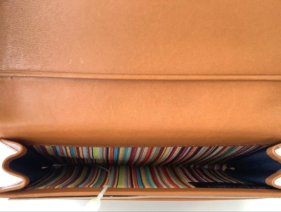 H N様★新品★ポールスミス★ベジタンストライプトリム カードケース★キャメル