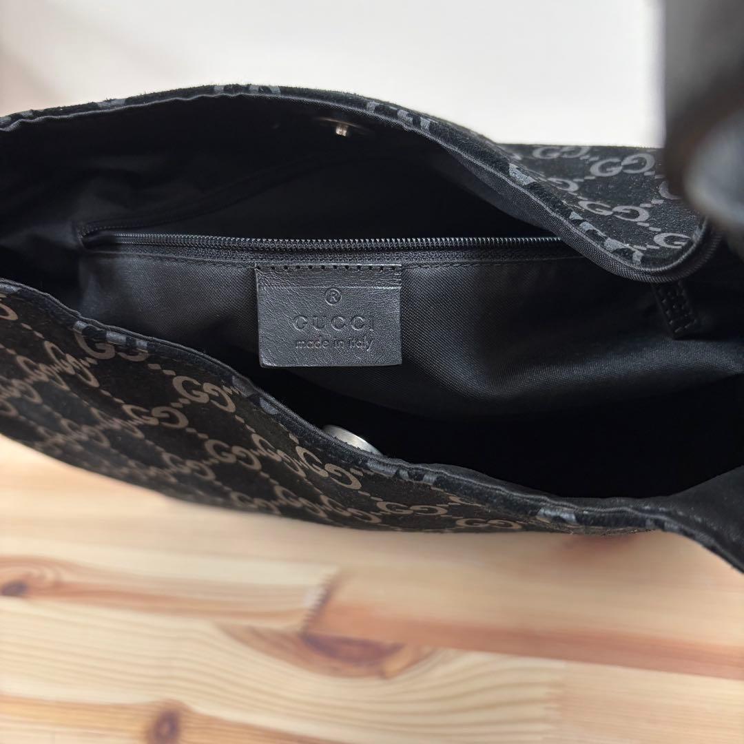 極美　GUCCI グッチ　メタルハンドル　GG柄　ホーボー　ワンショルダーバッグ