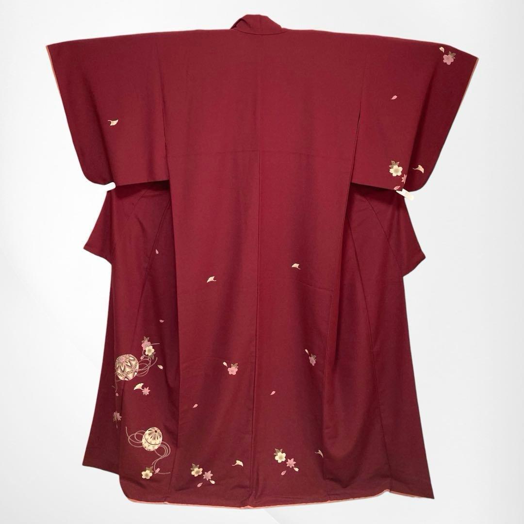 【美品✨】夢工房　池田重子監修　洗える着物　絵羽小紋　深紅　毬　トールサイズQ9