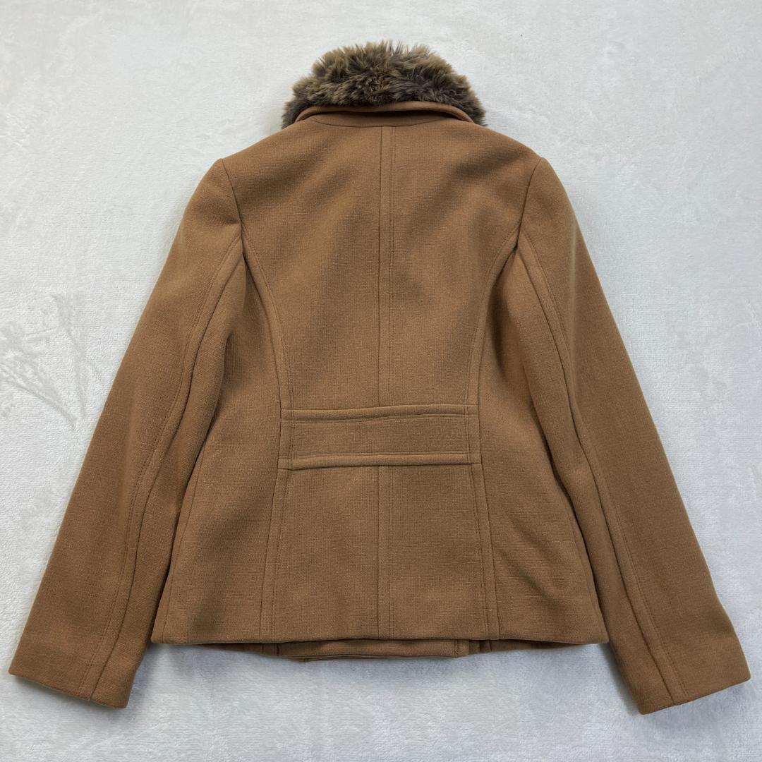 BURBERRY BLUE LABEL　襟ファー付きピーコート　キャメル