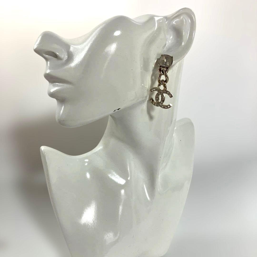 【美品】CHANEL シャネル ココマーク ラインストーン ピアス