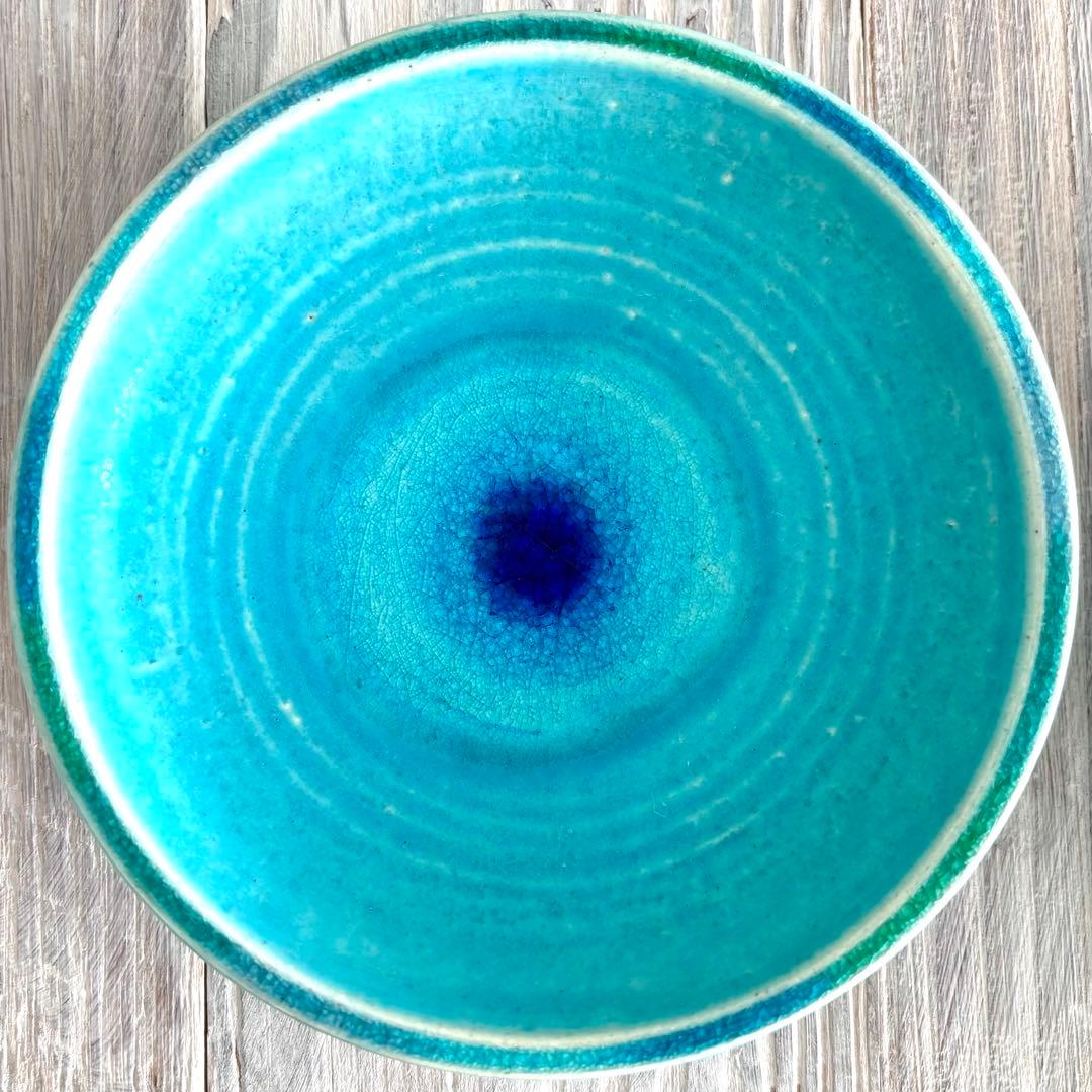 ガラス彩陶器 中皿 沖縄オーシャンブルー 2枚セット