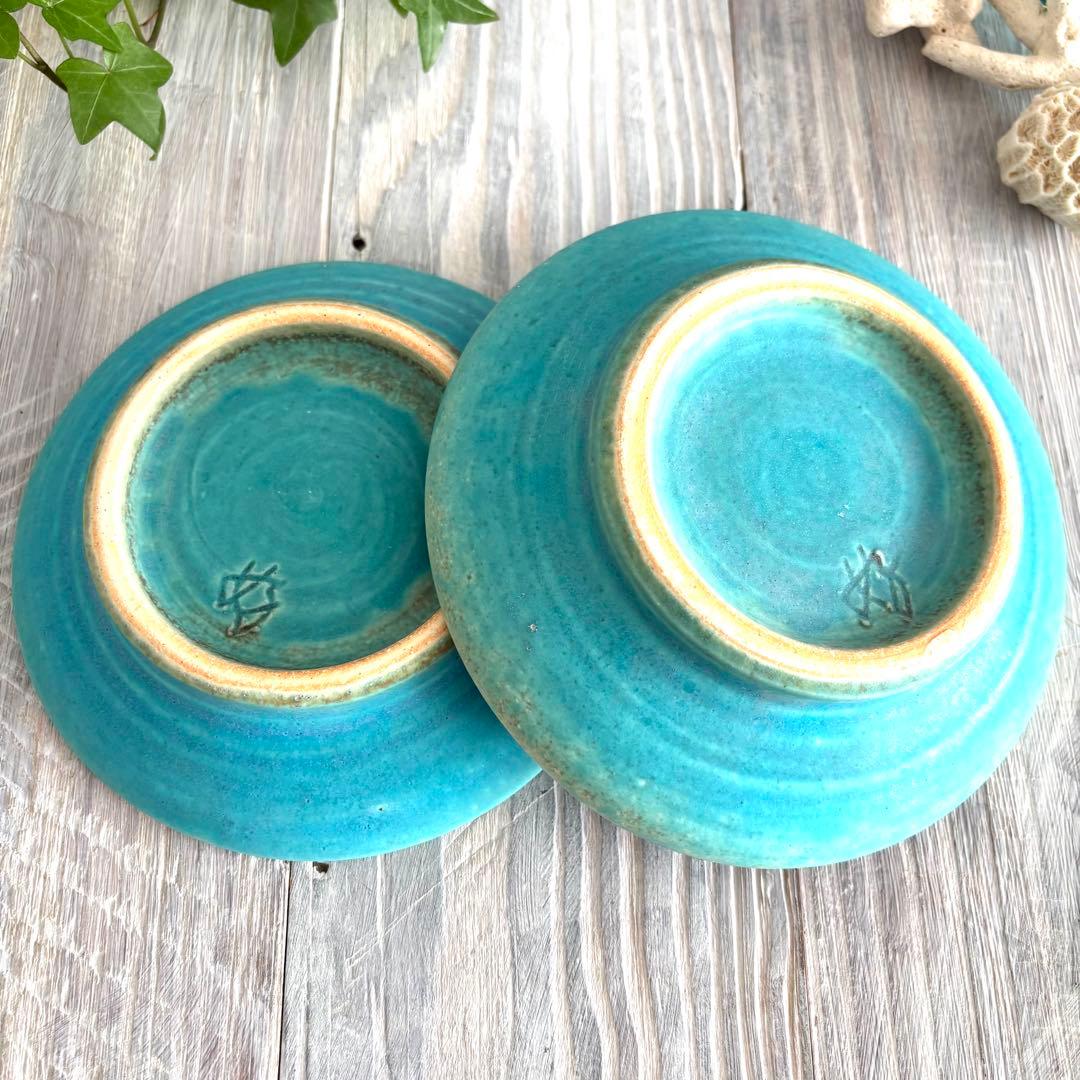 ガラス彩陶器 中皿 沖縄オーシャンブルー 2枚セット