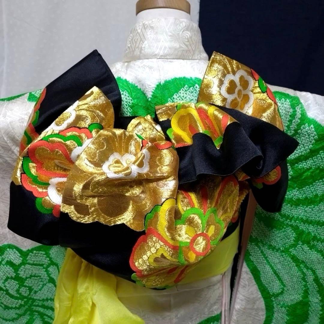 七五三　7歳　正絹絞り着物　袋帯　小物セット　 比翼仕立て着物　18ー1