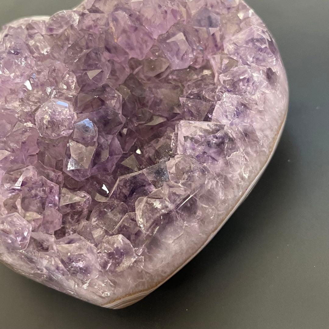 【天然石】レア★アメジスト　ハート　クラスター　母岩なし　ノーセメント