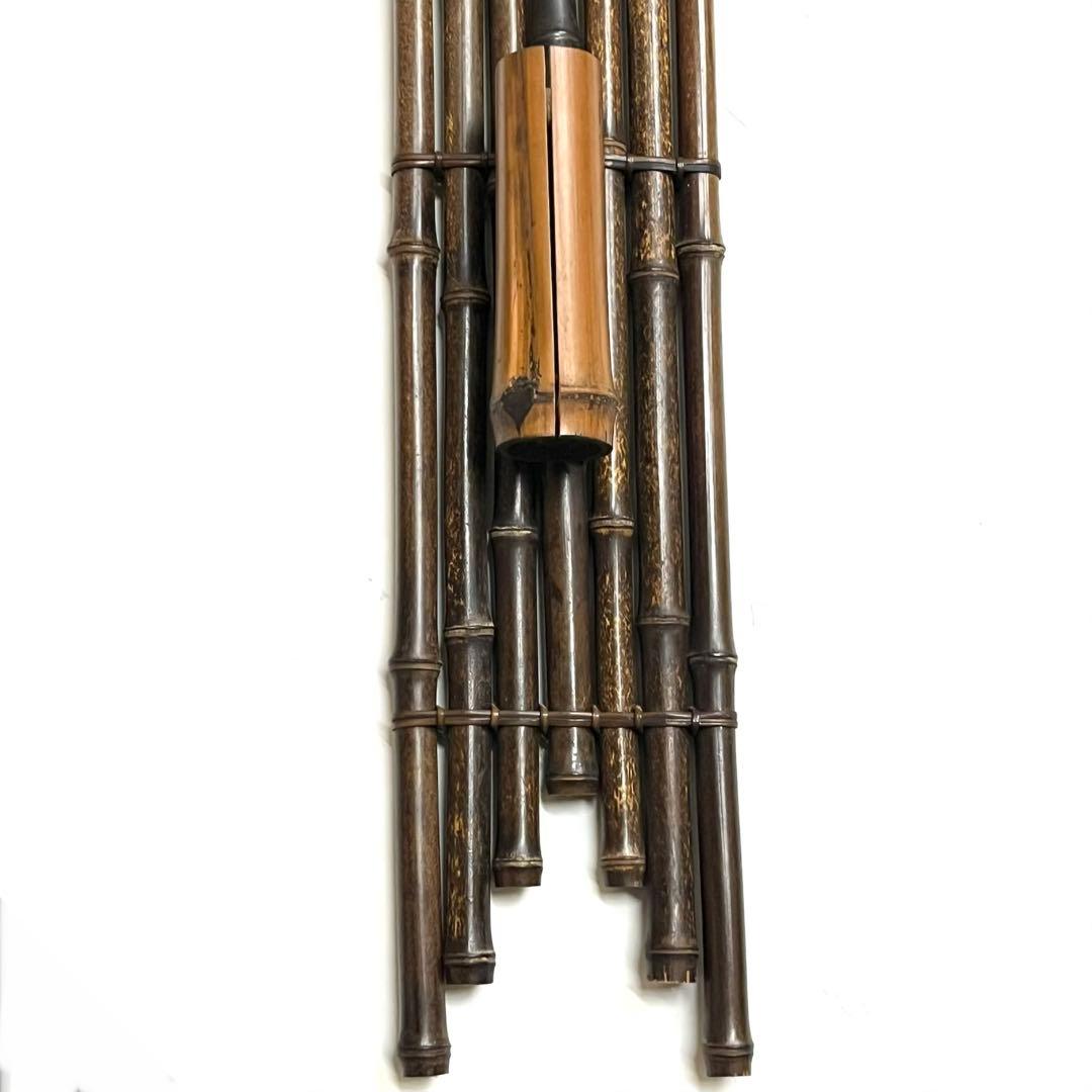 希少・時代物■黒竹　垂撥（すいはつ）7本組・掛け花器・茶道具・竹工芸・インテリア