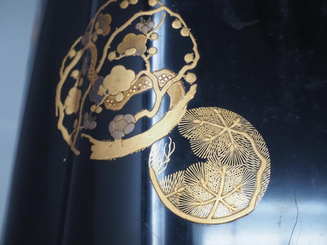 輪島塗　小型火鉢　漆塗り　金蒔絵　手あぶり火鉢