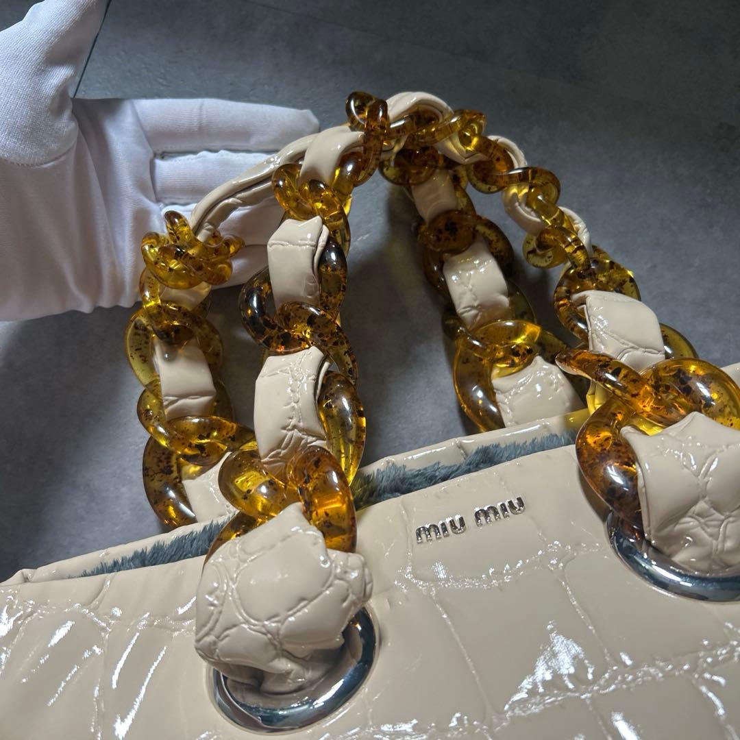 【希少モデル❗️】美品！vintage miumiu ハンドバッグ　ホワイト