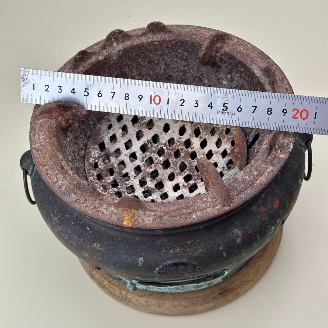 利久焜炉 安田工場 銅製 練炭コンロ アンティーク火鉢　骨董品　レア
