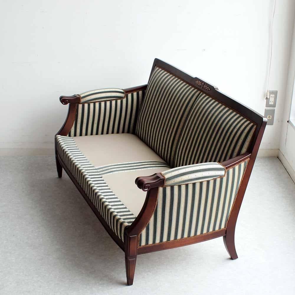 神戸欧風家具 メープル不二屋 マホガニー材 2人掛けソファ ZR24470