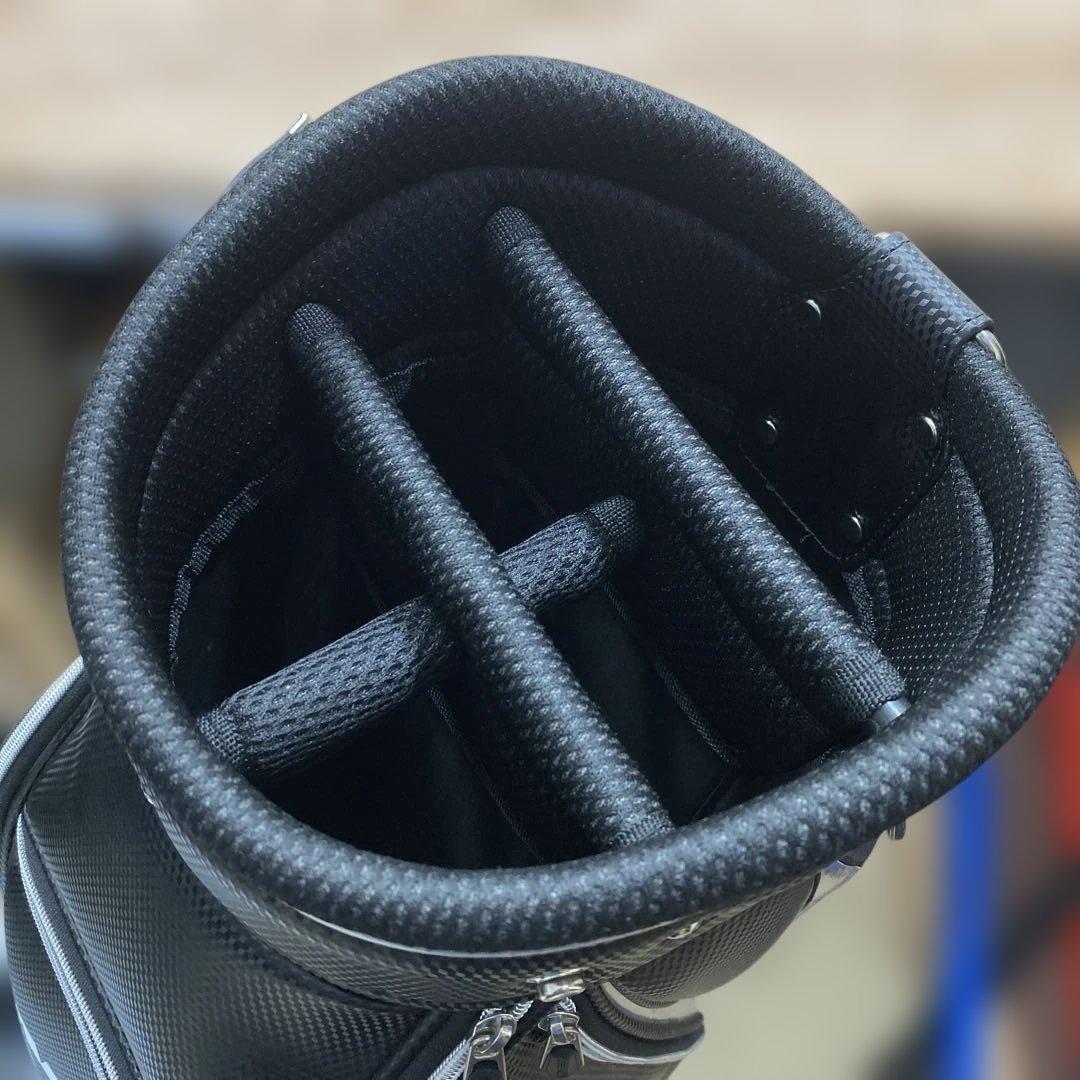 (美品) NEX ゴルフバッグ 合成皮革 黒/銀 中古