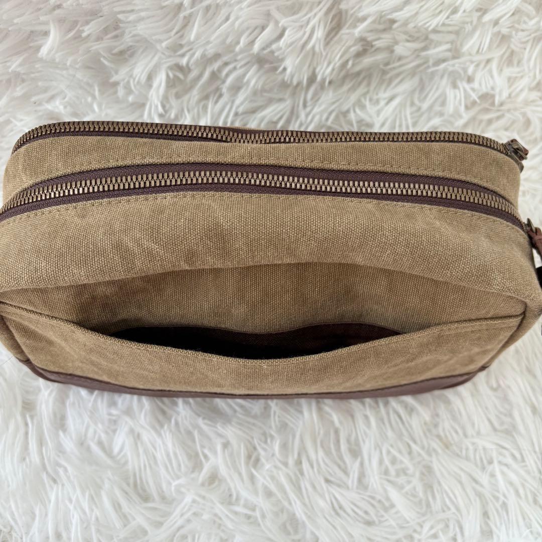 gentenゲンテンミモザ ベーシックショルダーバッグ カーキ ダークブラウン