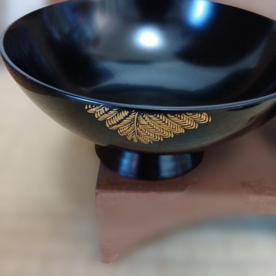 輪島塗　蓋付吸物椀 5客 金箔　蒔絵　沈金