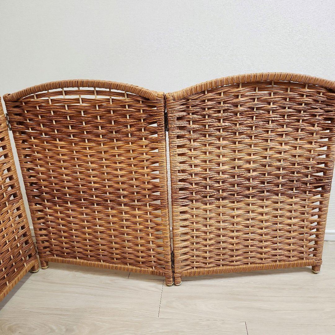 【2個セット】ペピー 軽量ついたてペットゲート ラタン調 折り畳みパーテーション