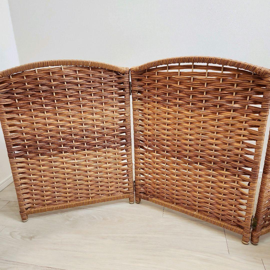 【2個セット】ペピー 軽量ついたてペットゲート ラタン調 折り畳みパーテーション