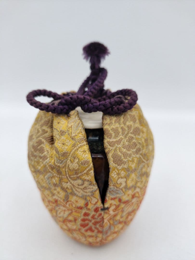 c317【新品・未使用】茶入 高取 肩付 亀井楽山 牡丹唐草 木箱 茶道具 肩衛