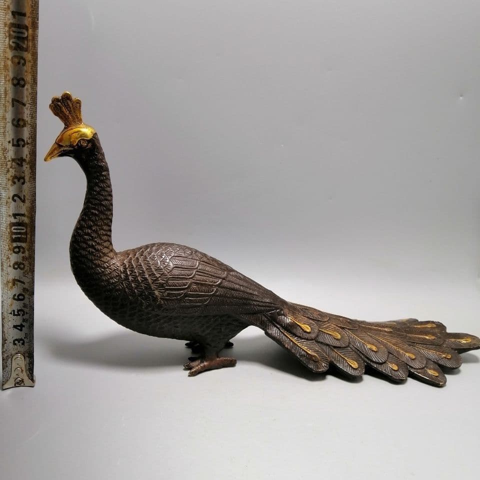 銅製 美しい孔雀 リビング 玄関 お茶台 机 本棚 装飾品 工芸品 置物