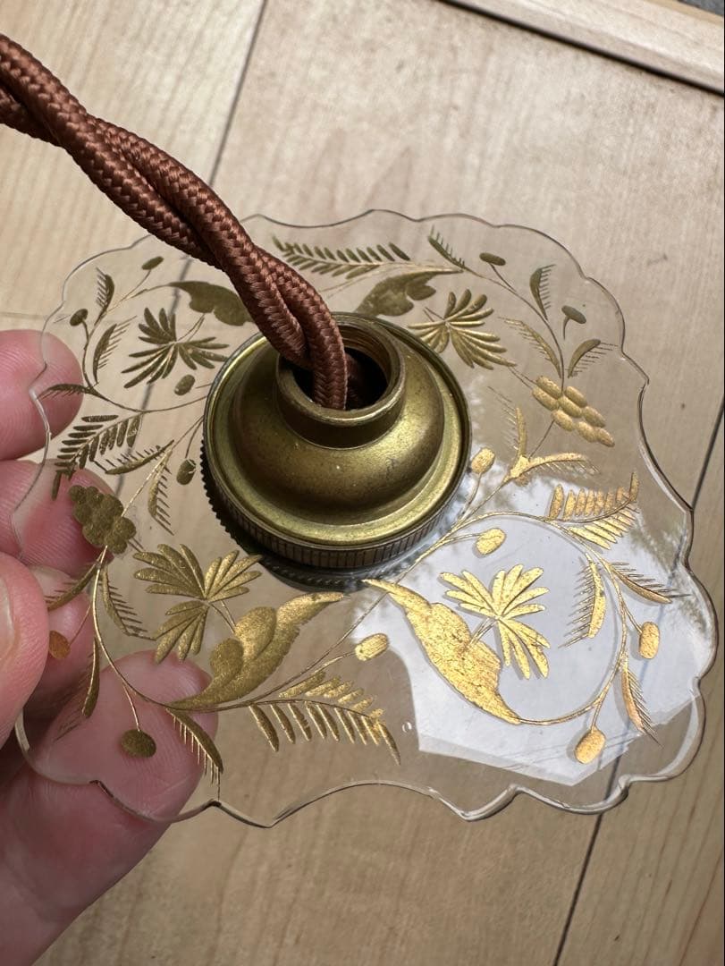 1900年代初頭 フランス アンティーク 金箔で絵付けされた美しいアトリエランプ