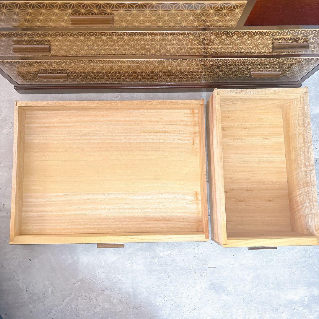 【極美品】露木清次作 箱根寄木細工　麻の葉模様 小箪笥　民芸家具