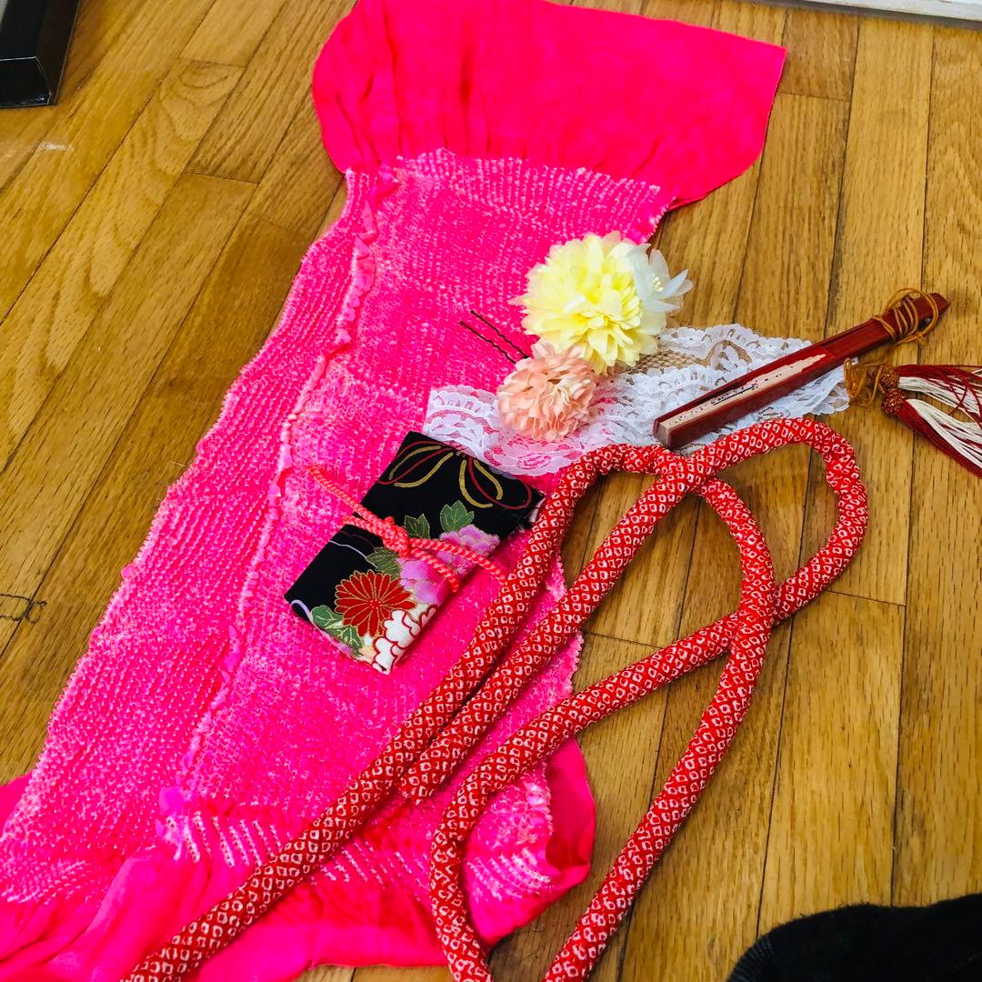 七五三七歳❣️四つ身着物未使用⭐︎白地に花々金彩煌びやか絢爛⭐︎完全フルセット銘品