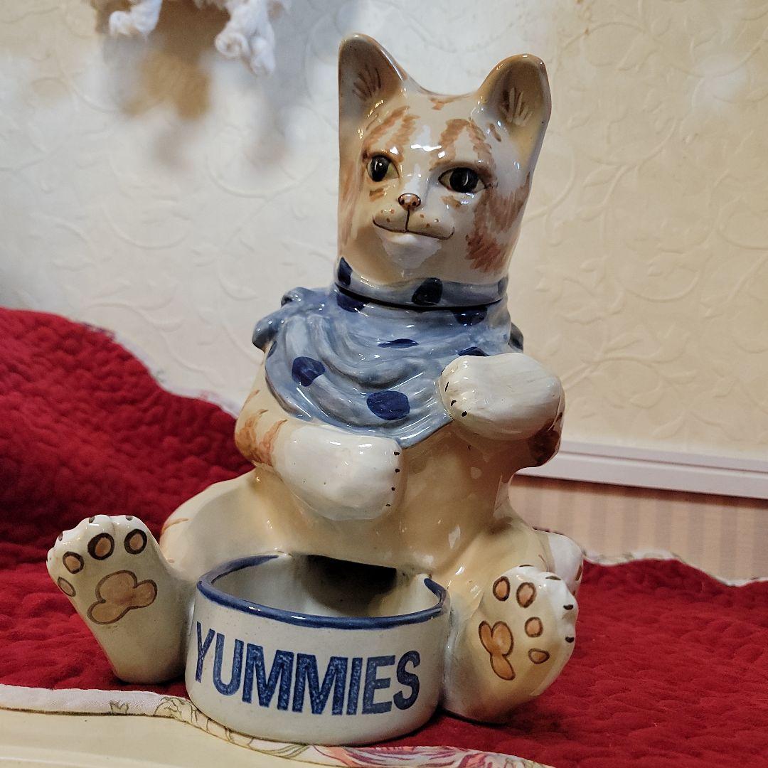 米国　ヴィンテージ　キャットフィーダー　猫の置物 　ルイビルストーンウエア　レア