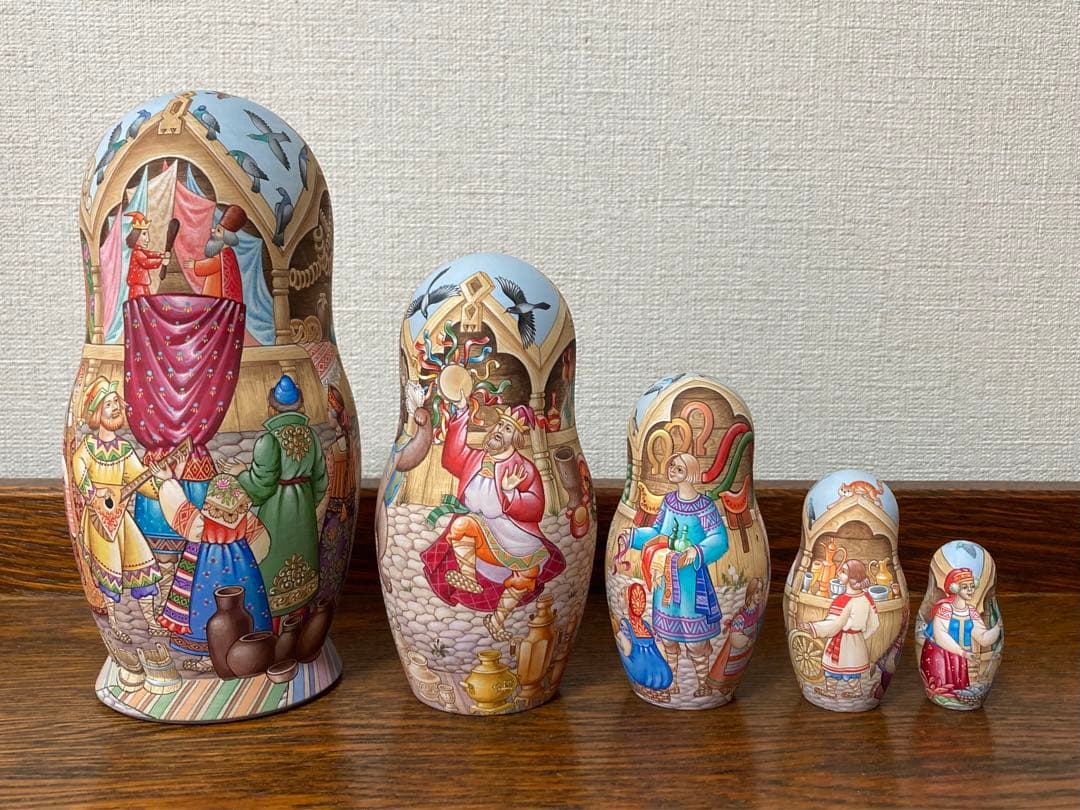 ロシア雑貨☆イコン マトリョーシカ 見本市(5P)H17cmオルガ作コブロフ工房