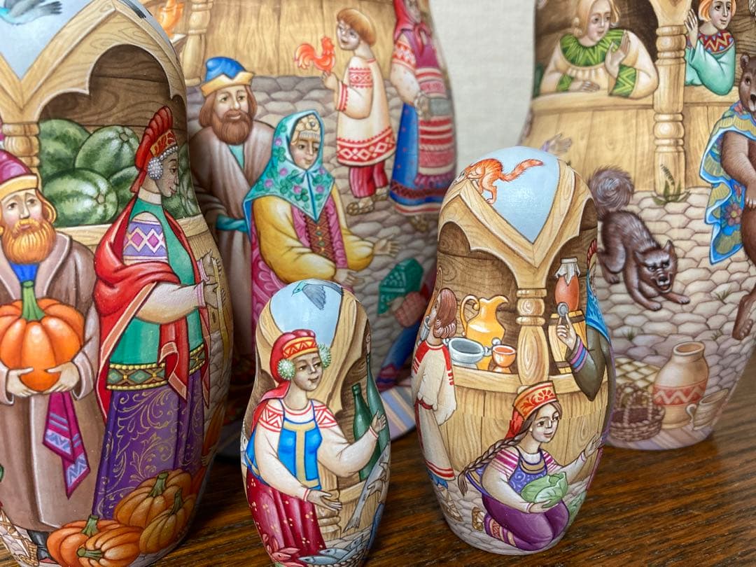 ロシア雑貨☆イコン マトリョーシカ 見本市(5P)H17cmオルガ作コブロフ工房