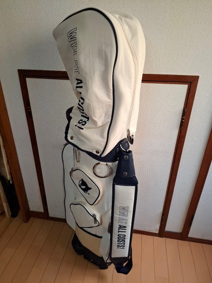 WAAC キャリー付き　ゴルフバッグ・キャディバッグ ホワイト・ネイビー