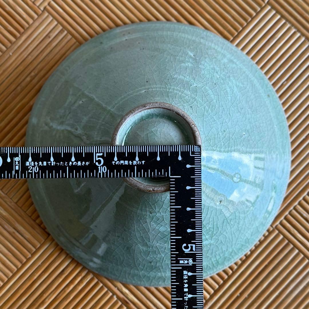 SNT1388 韓国 高麗青磁 象嵌彫文 茶碗 茶道具 朝鮮 美術 骨董 朝鮮