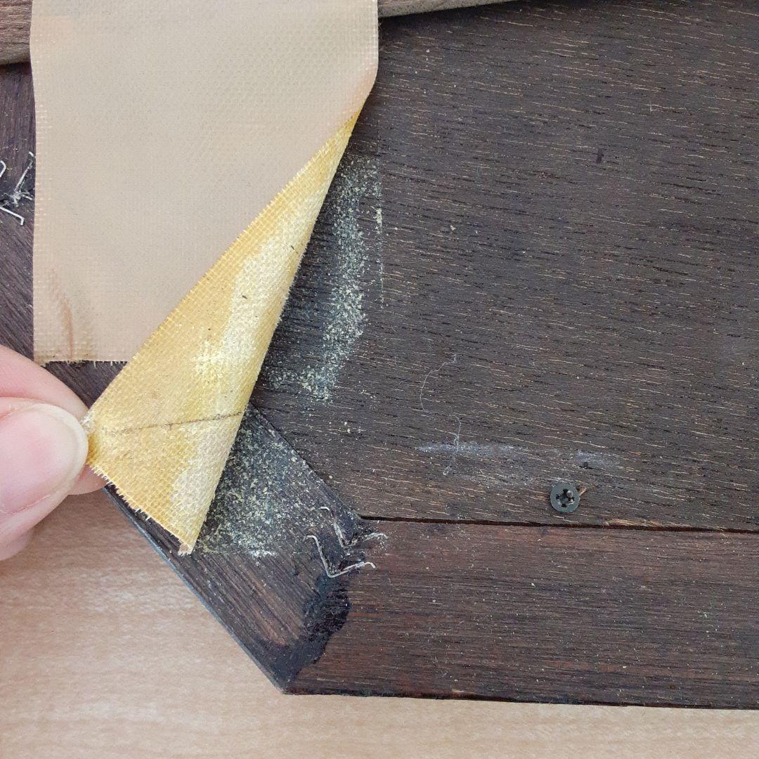 青と金の八角形壁掛け鏡　アンティーク