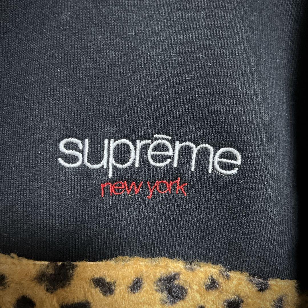 コムドットゆうた supreme スウェットハーフジップ レオパード 刺繍ロゴ
