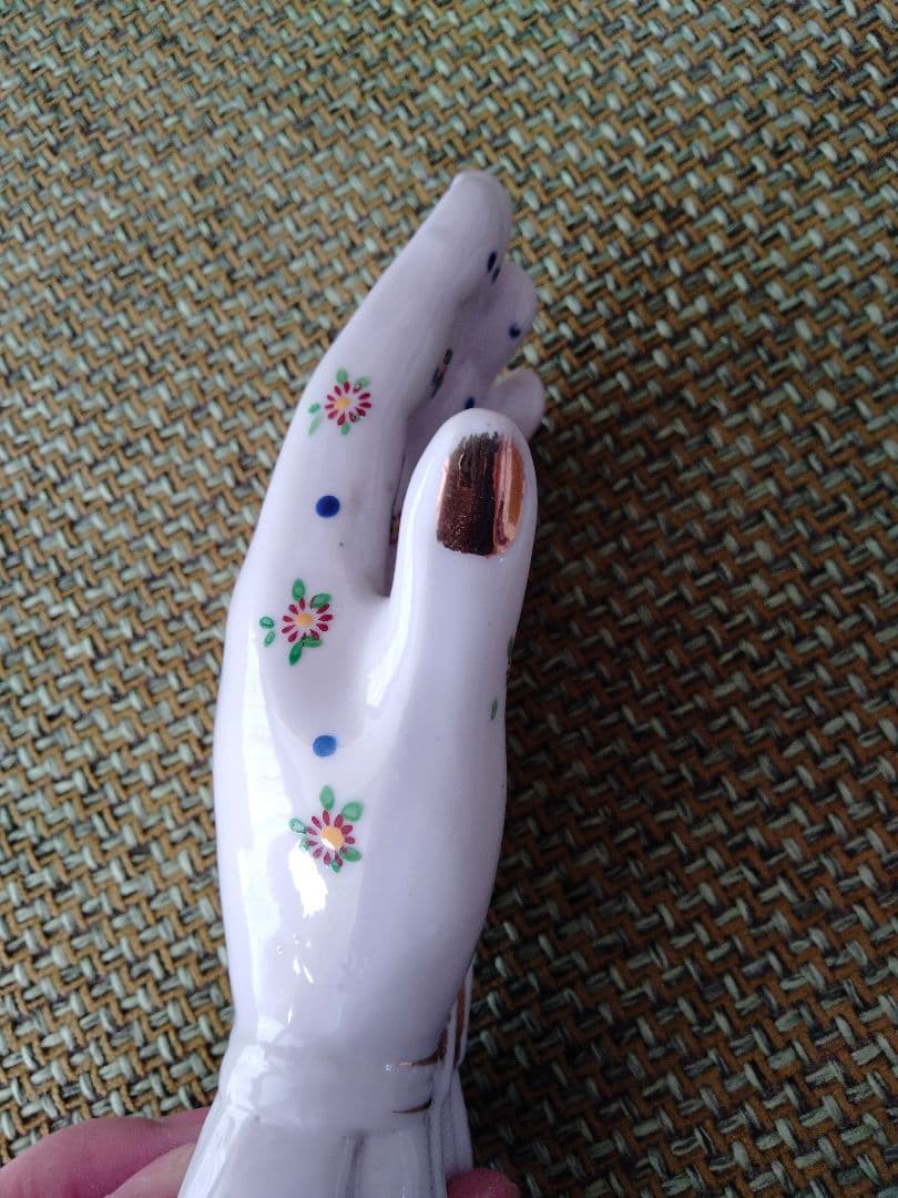 ハンド　手　花柄　オブジェ　置物　ビンテージ　レア　ドット　ジュエリー　レトロ