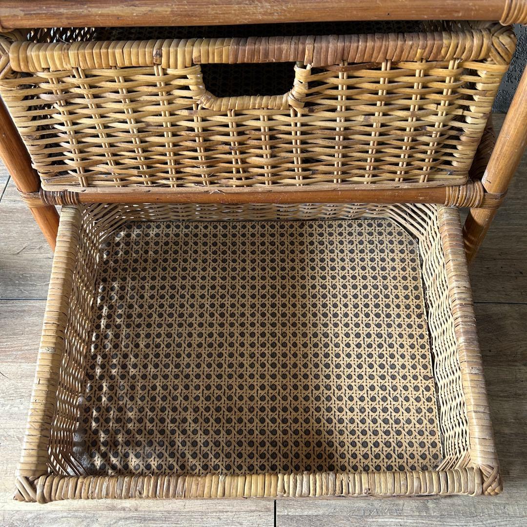 ꧁籐家具꧂ 5段ラタンランドリーチェスト ラック バスケット 収納家具