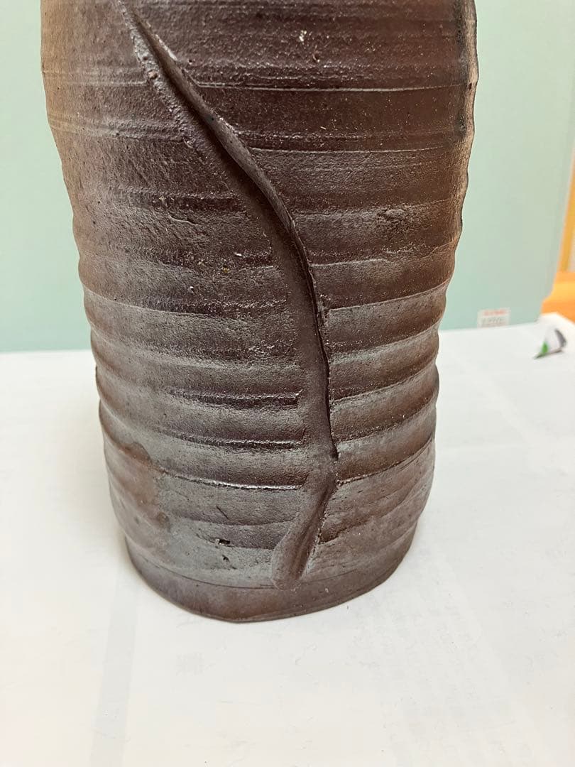 沖縄　琉球焼の名工【故】宮城勝臣作　壺　花器　やちむん　ヤチムン　（壺屋焼　希少