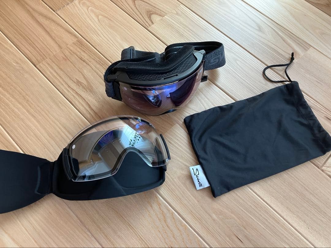 ⚠️中古SWANS ROVOゴーグル lens中央に傷あります クリア換レンズ付