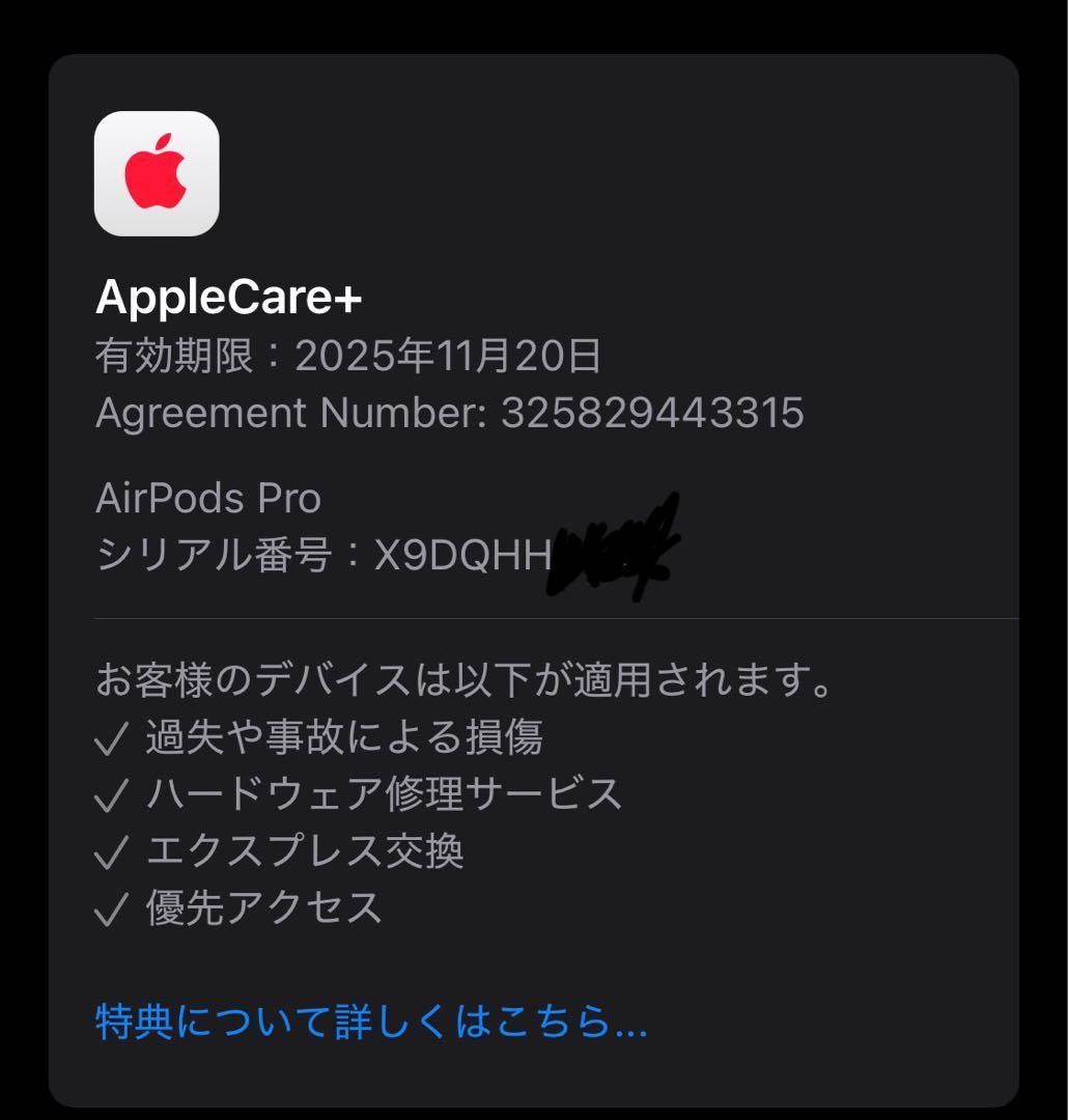 Apple AirPods Pro2 USB-C AppleCare+保証あり