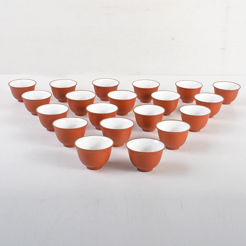 煎茶道具　紫砂　朱泥　内白釉　煎茶碗　20客まとめて　N　6285