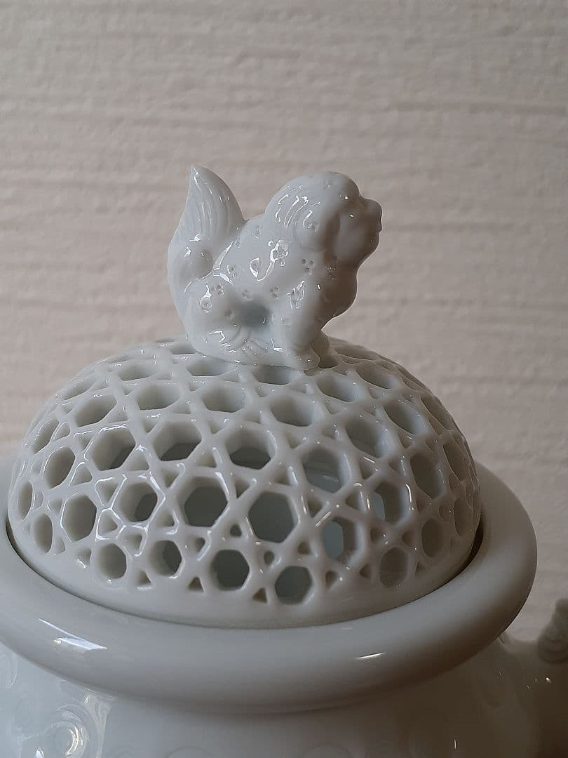 十五代　中里茂右衛門　鳳凰耳籠目透細長　香炉