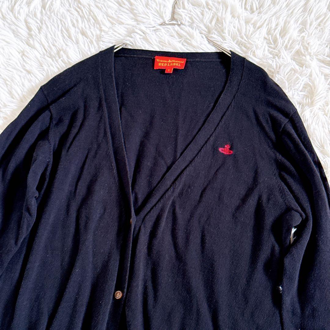 ヴィヴィアンウエストウッド　オーブ刺繍 ラメ切替ロングカーディガン　黒　Sサイズ